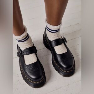 Dr Martens Addina Flower Buckle Leather Platform Shoes